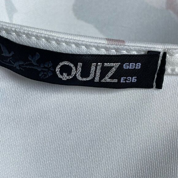 Quiz Pale Mint Green Scuba Fit & Flare Hi/Low Floral Swing Dress (Size: 4) - Picture 13 of 16